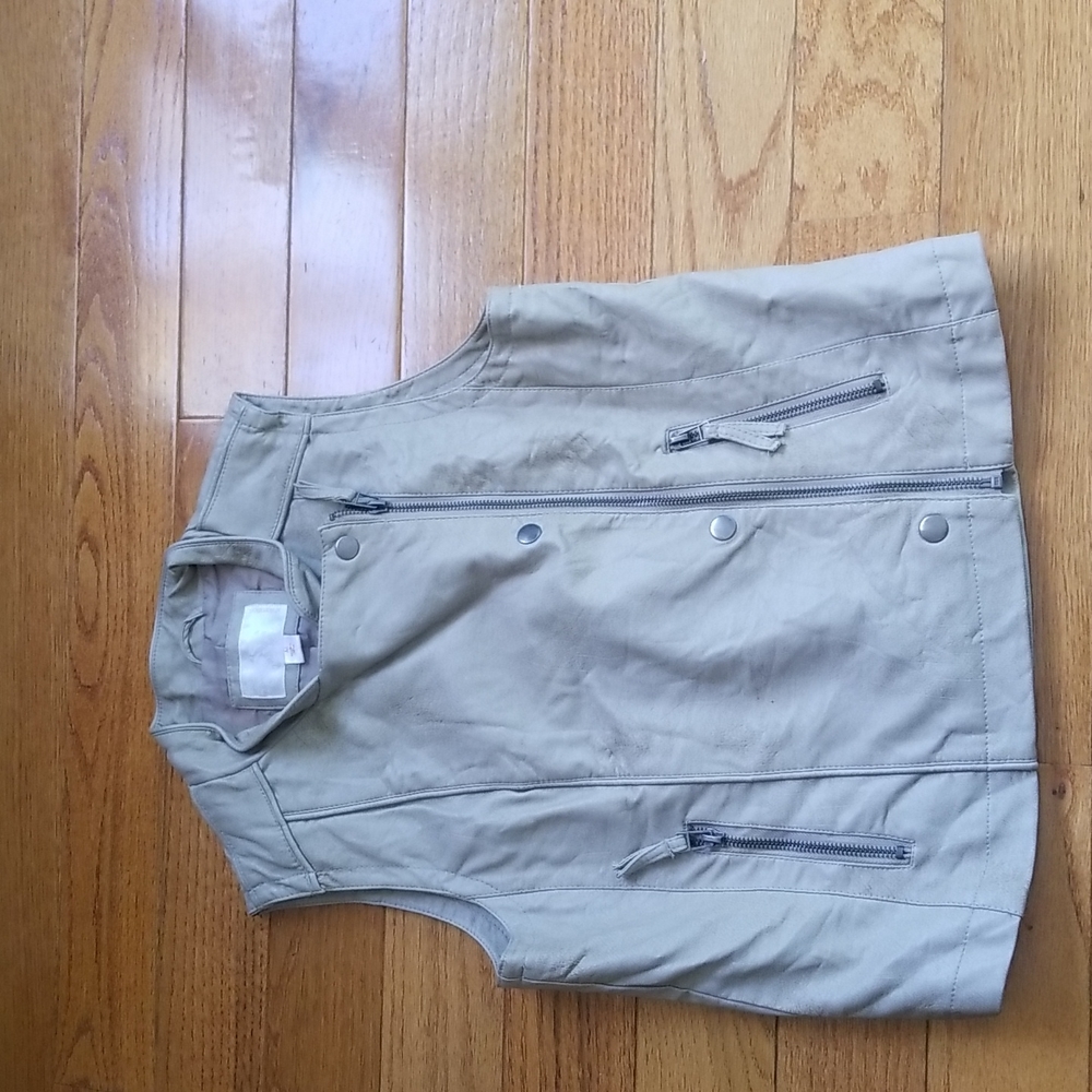 Womens medium tan leather vest